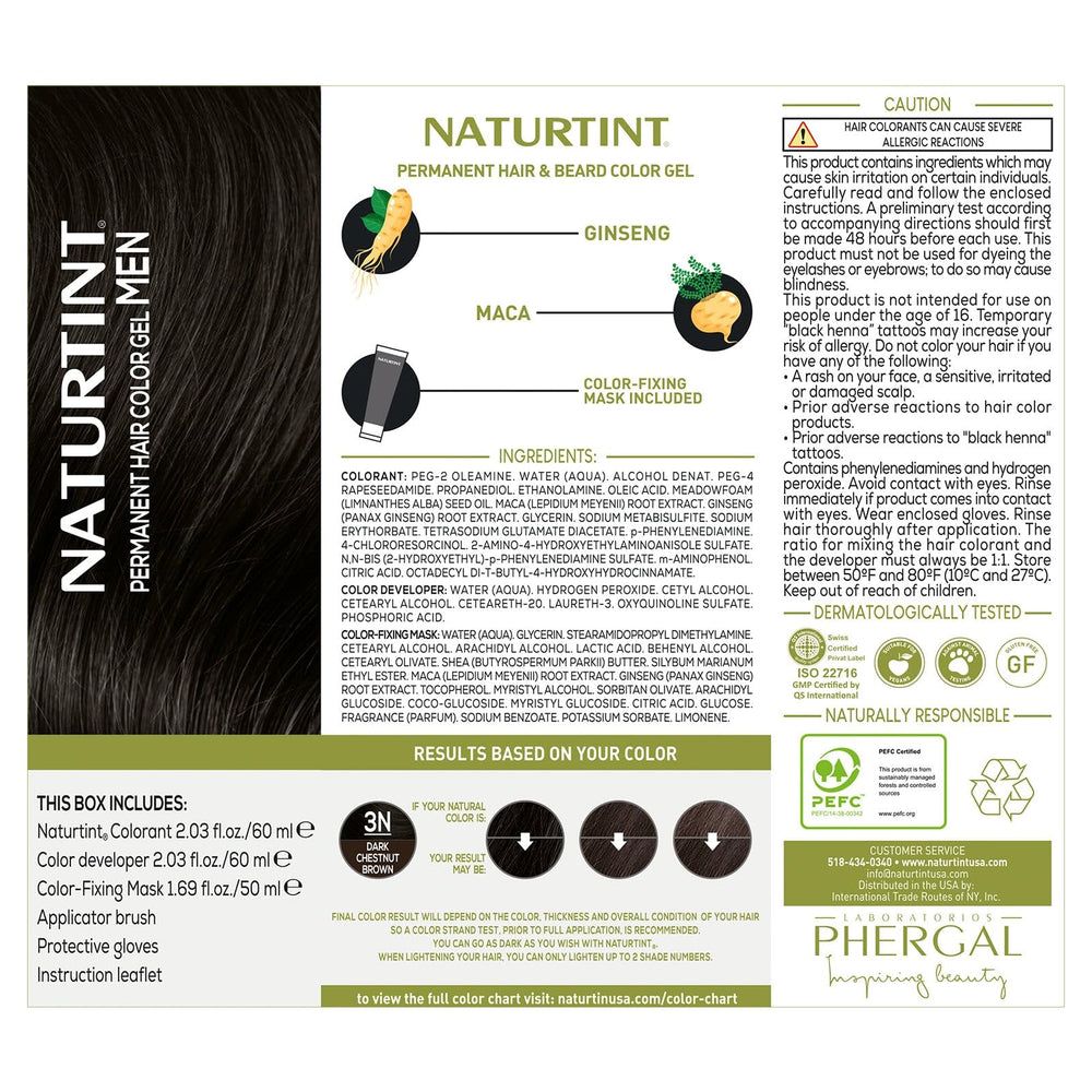 Naturtint 3N brun châtaigne – barbe et moustache avec couverture homogène