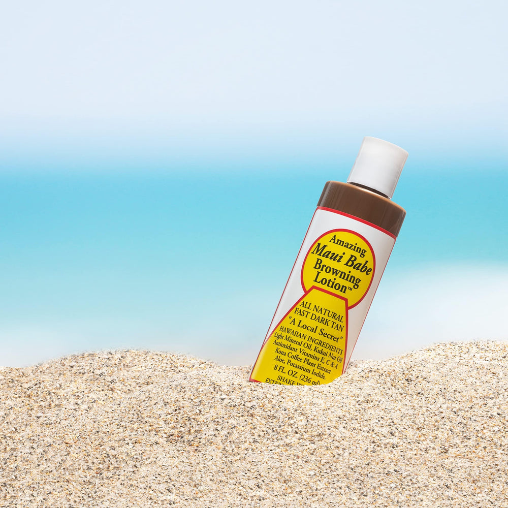 Maui Babe Browning Lotion, trousse-maquillage incluse, par Nautical Crush Trading, pratique pour les séances soleil.