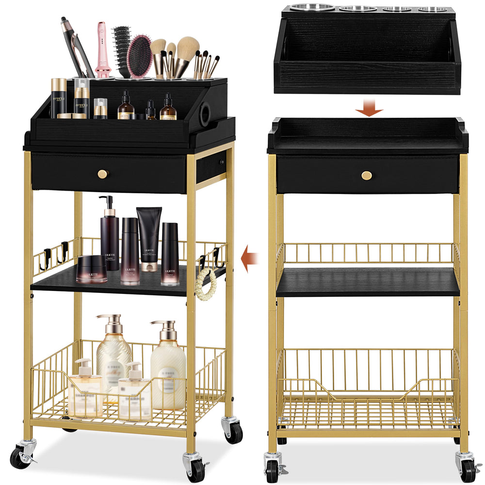 NauwaBarn chariot maquillage grand, rangement clair et élégant.