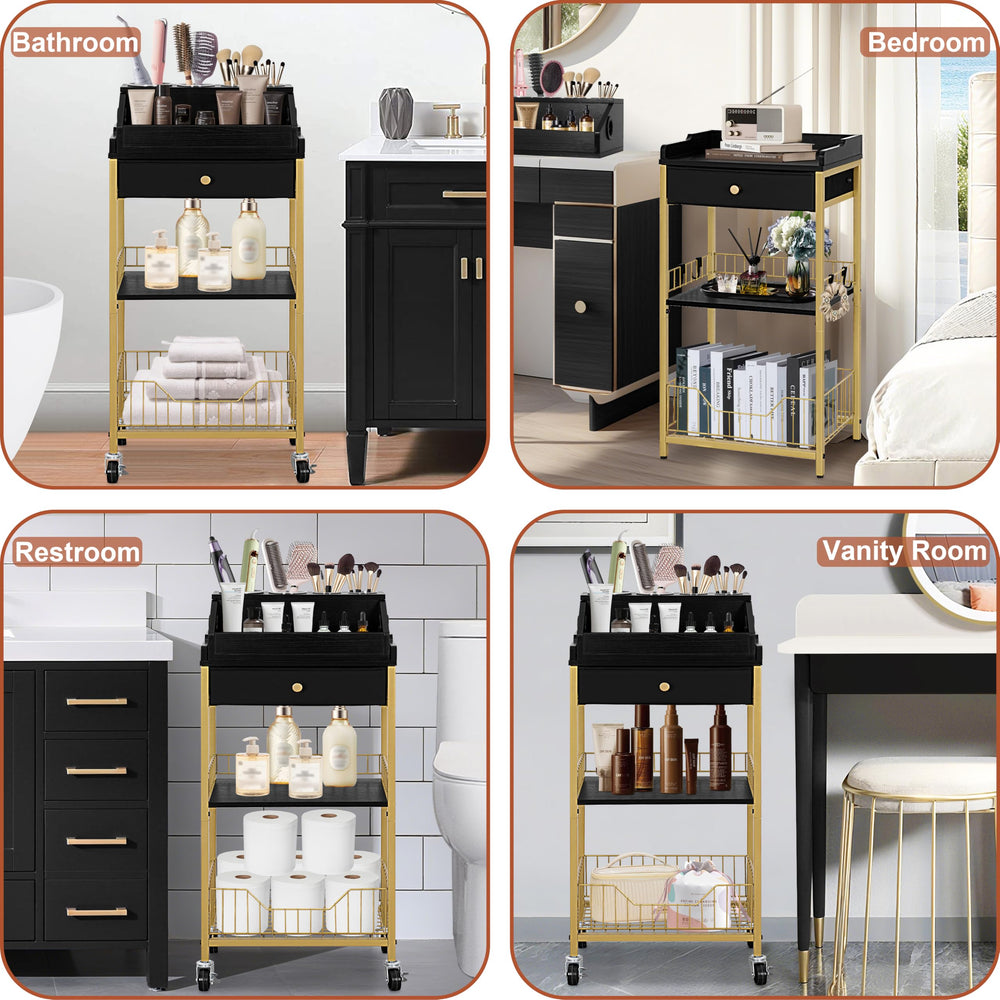 Scène dressing esthétique avec NauwaBarn, espace beauté optimisé.
