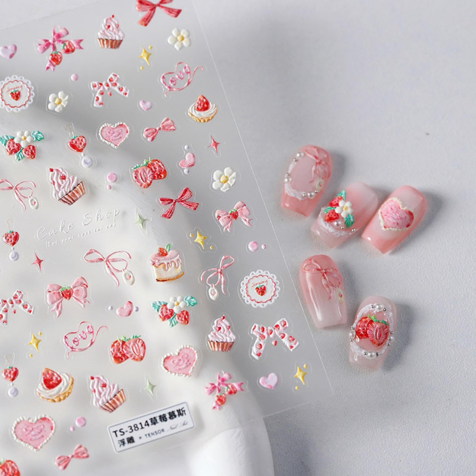 NBNTGH Stickers Ongles Rose Imprimés 5D, application simple et durable.