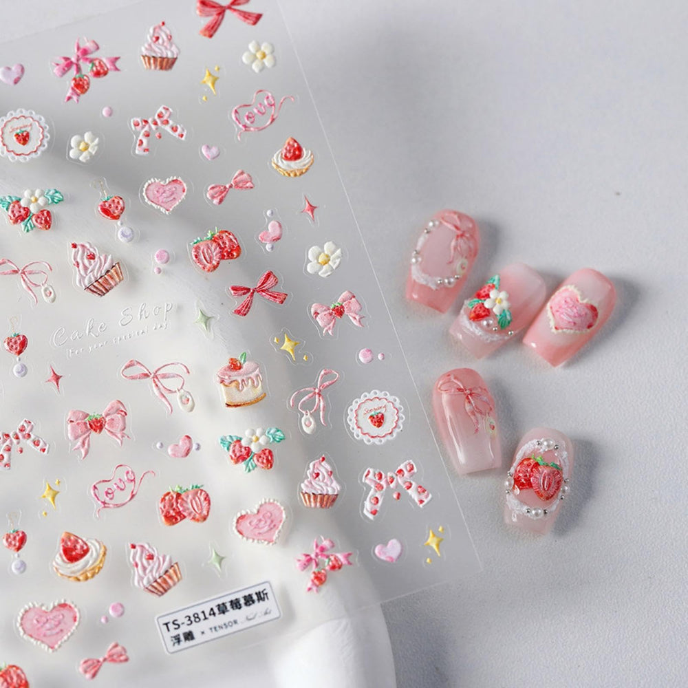 NBNTGH Stickers Ongles Rose Imprimés 5D, application simple et durable.