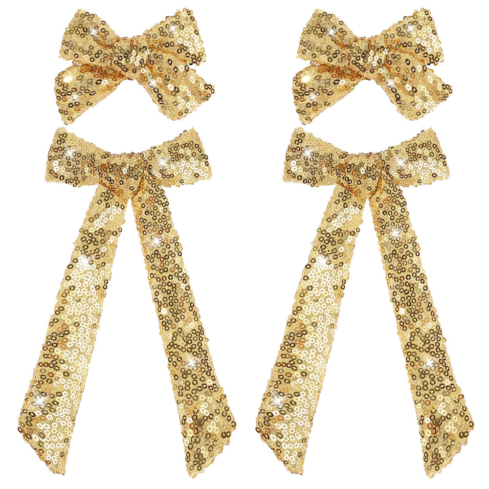 NCMAMA clip-cheveux noeud-or étincelant, idéal pour occasions festives.