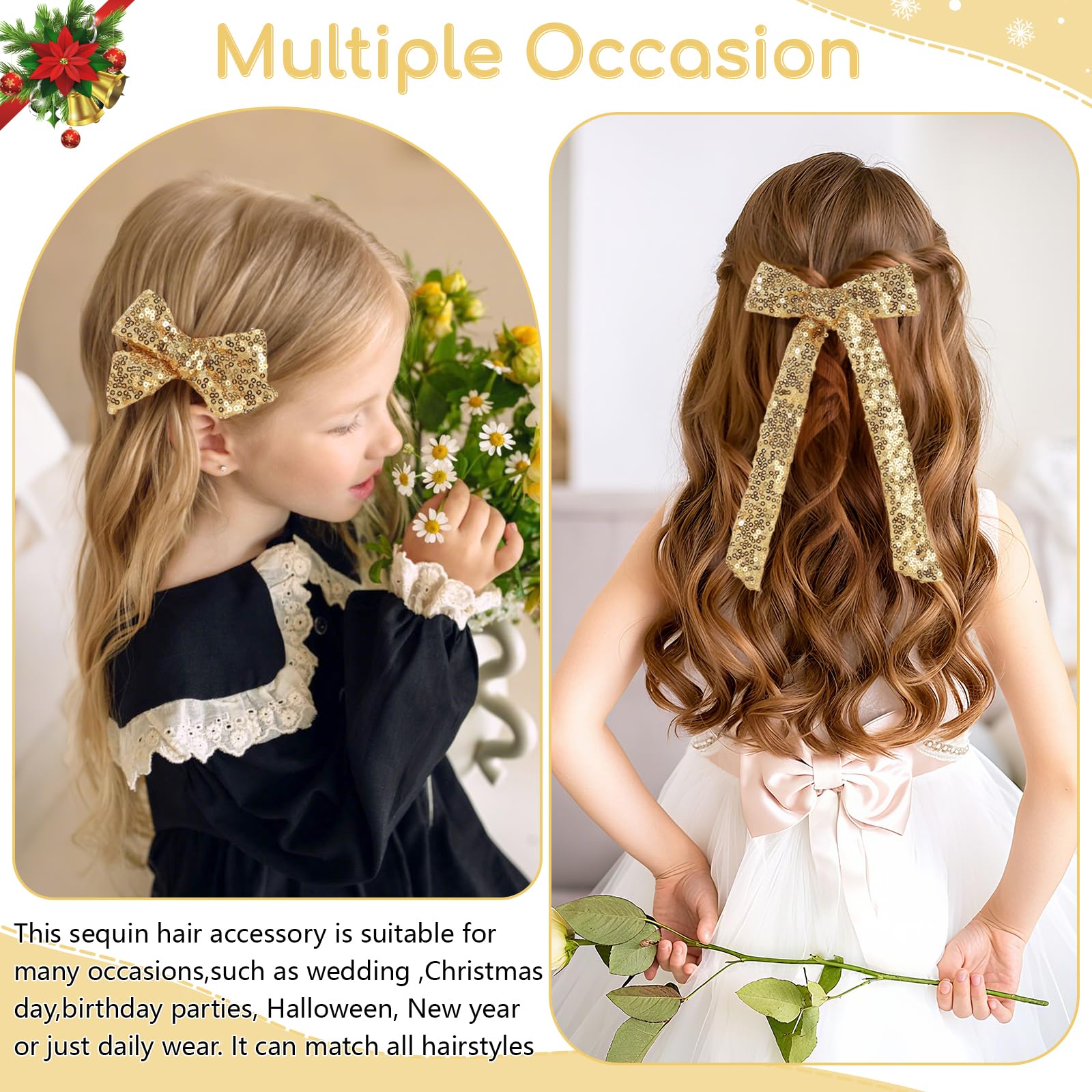 NCMAMA pince-cheveux noeud-or grand, apparence élégante.