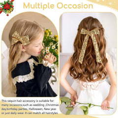 NCMAMA pince-cheveux noeud-or grand, apparence élégante.