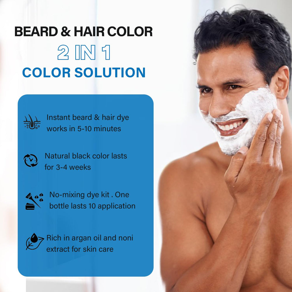 NCEPROHR coloration barbe noire - couverture rapide des gris et résultat naturel.