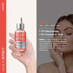 Neatique NT16+ sérum — Application rapide sur peau propre pour démarrer la routine.