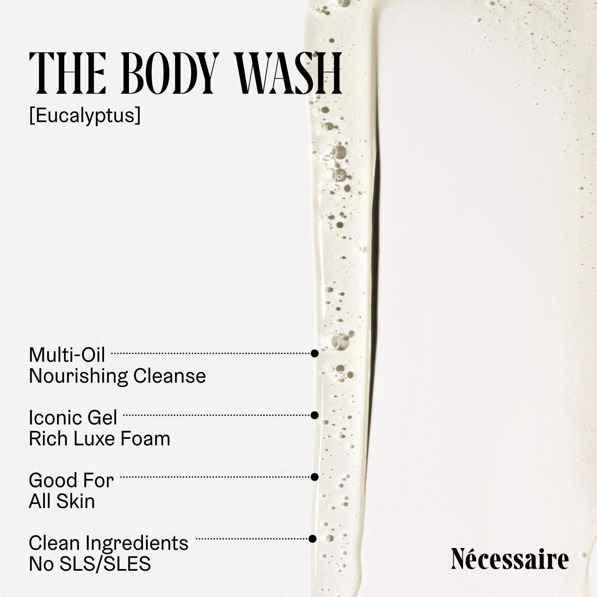 Gel douche Nécessaire en flacon, senteur eucalyptus apaisante.