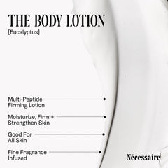 Lotion corps Nécessaire en tube, texture hydratante et raffermissante.