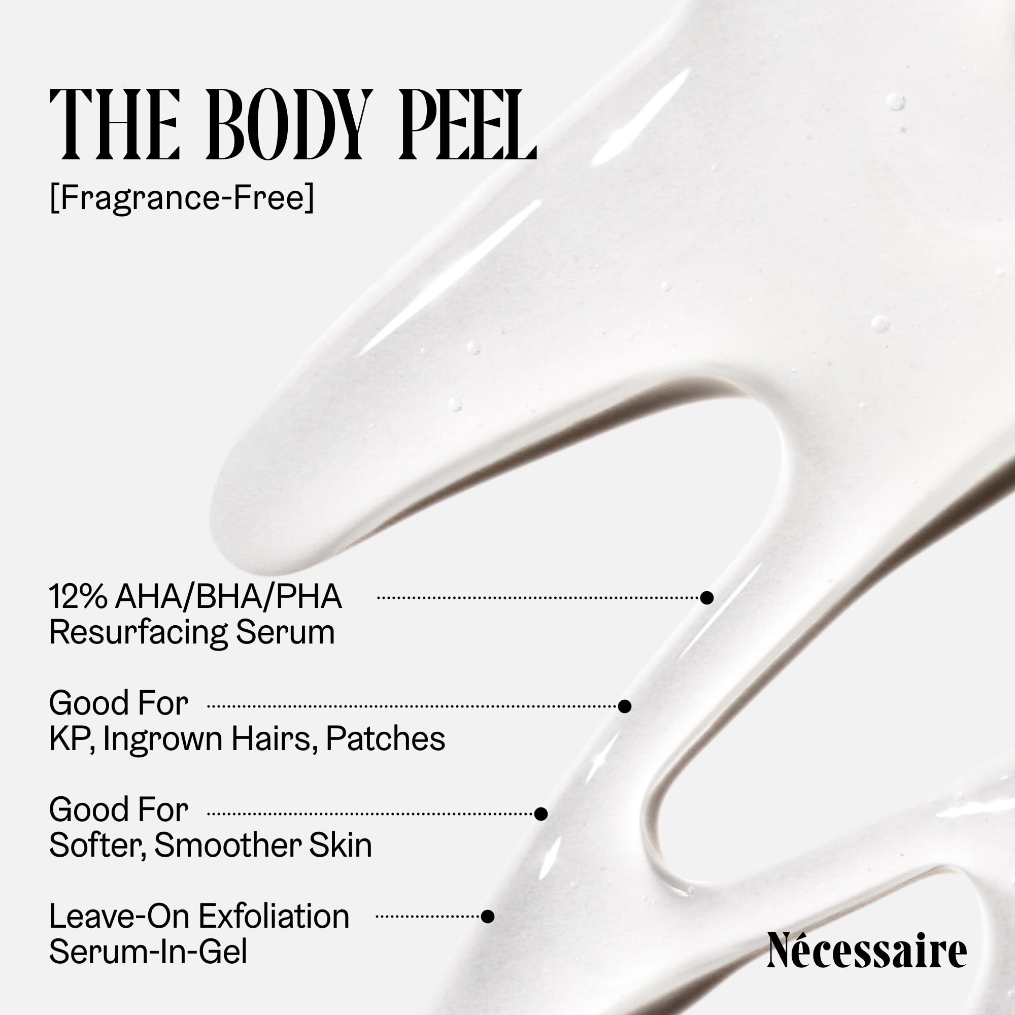 Zone corporelle traitée avec Nécessaire Body Peel, effets potentiels visibles
