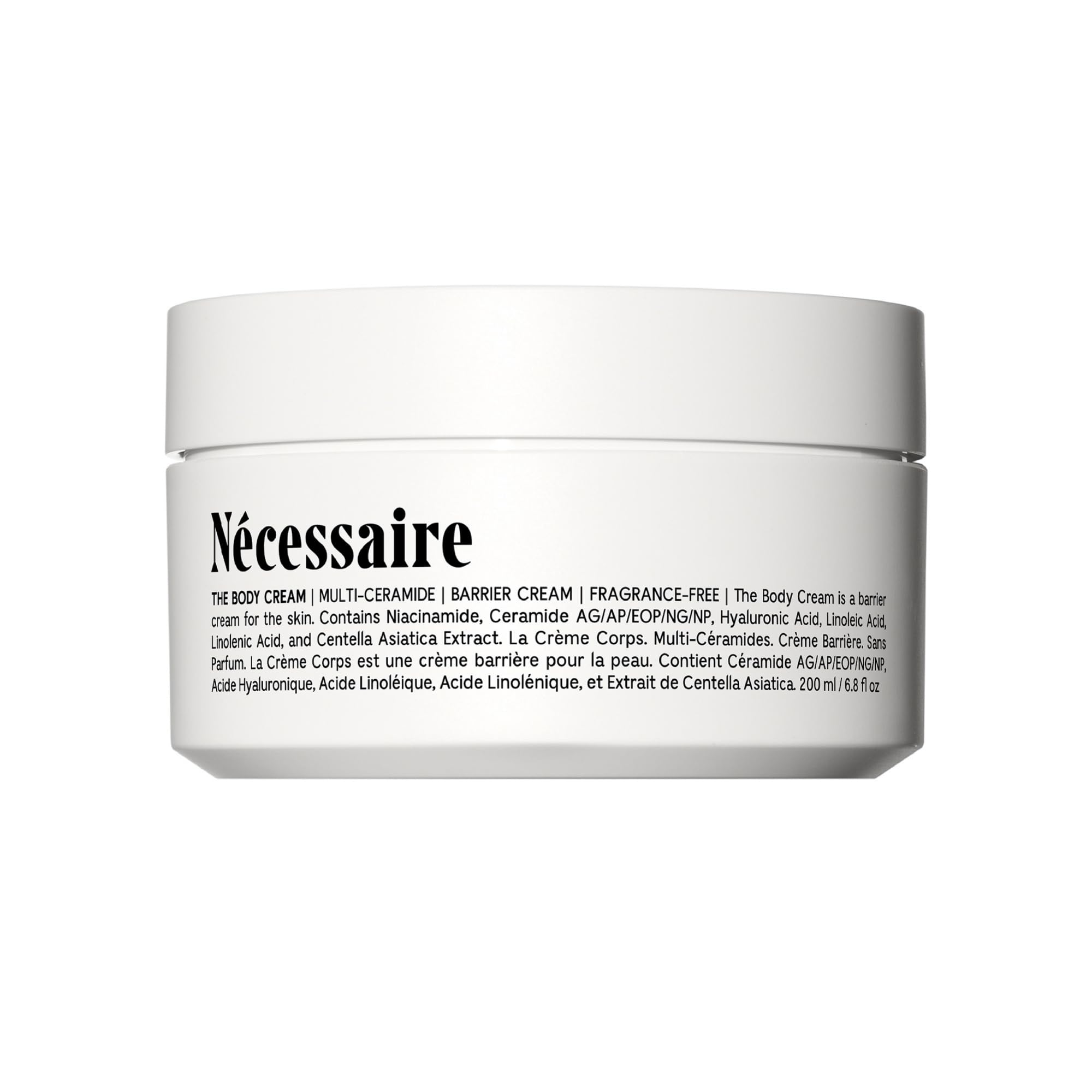 Nécessaire Crème pour le corps sans parfum, hydratation adaptée aux peaux sensibles.