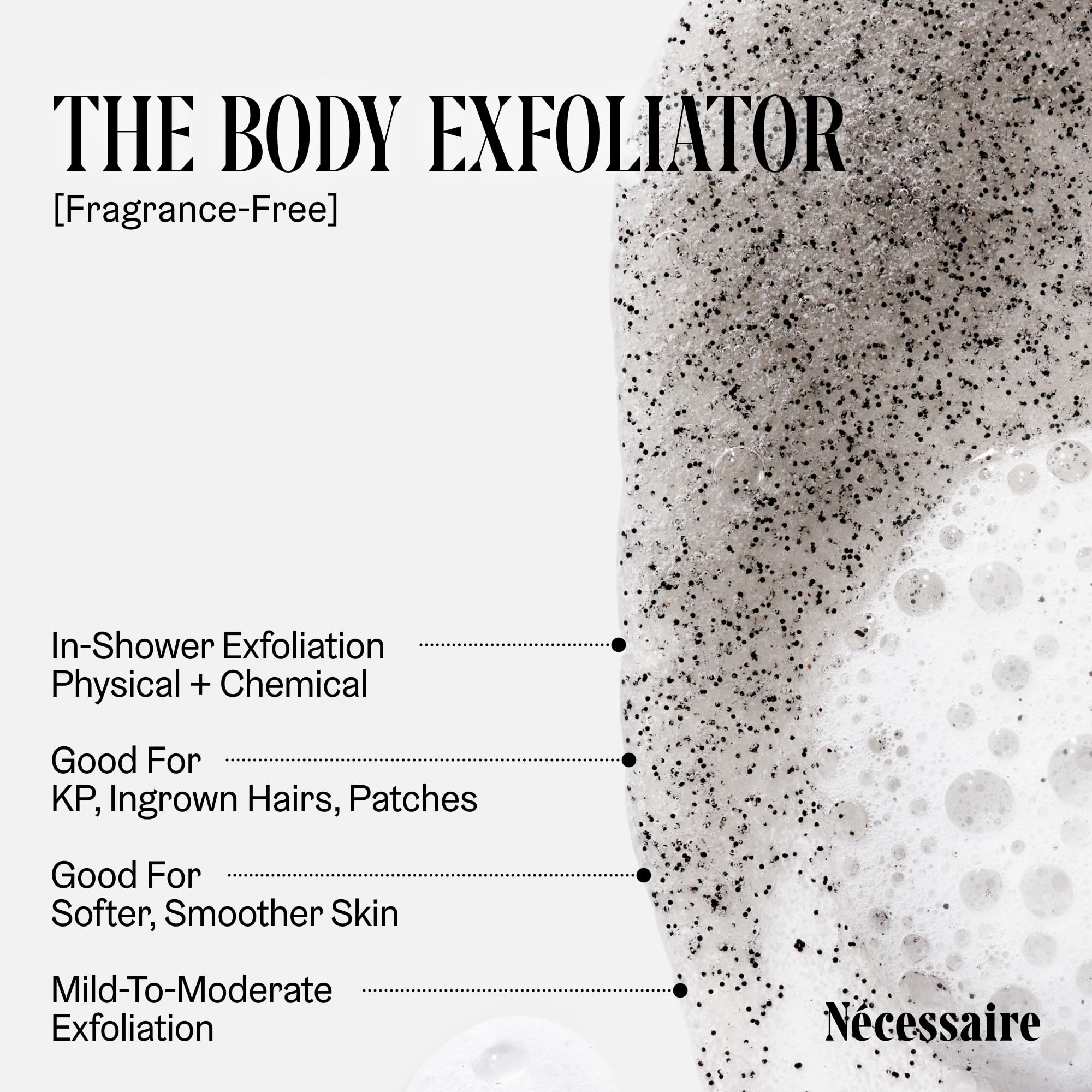 Nécessaire Exfoliant Corps: texture granuleuse visible pour gommage efficace.