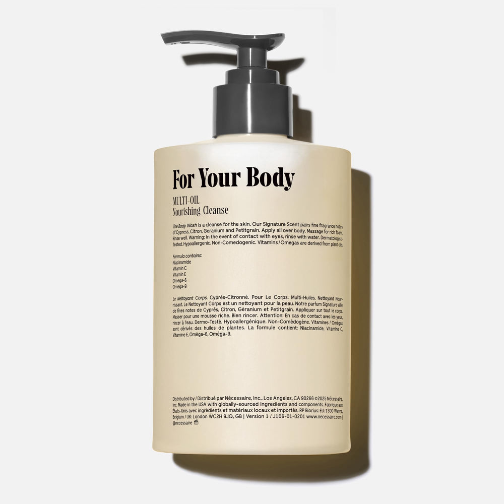 Nécessaire Gel Douche Cyprès-Citronné, mousse douce et généreuse.