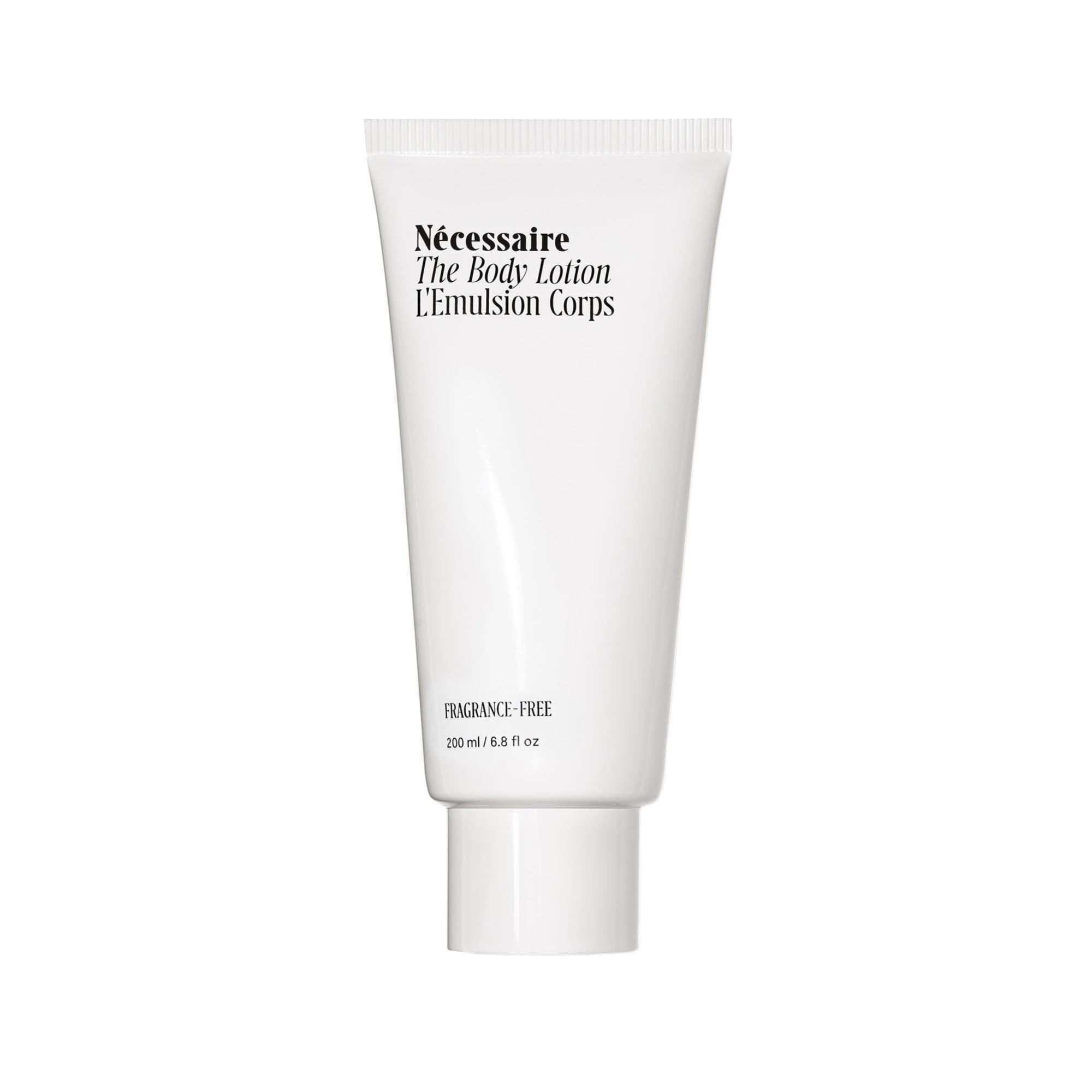 Nécessaire lotion corps sans parfum en flacon 200 ml affichant hydratation durable.