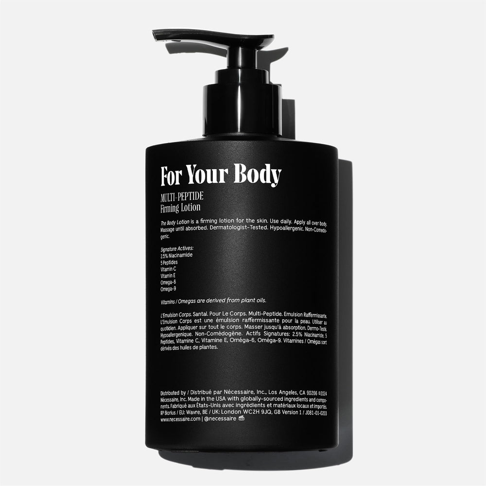 Lotion Nécessaire Santal, absorption rapide pour peau souple.