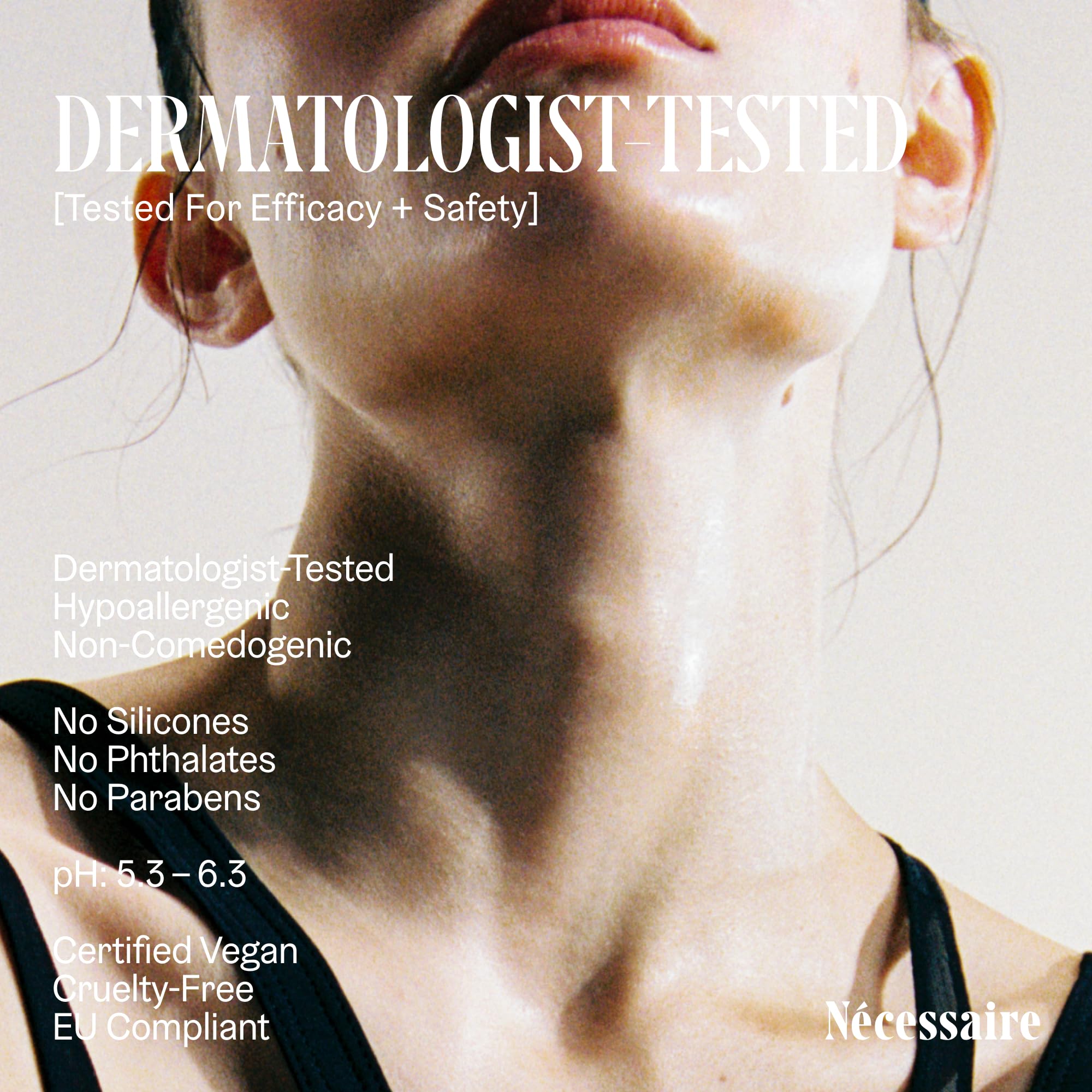 Nécessaire Neck Serum hypoallergénique, testé par des dermatologues.