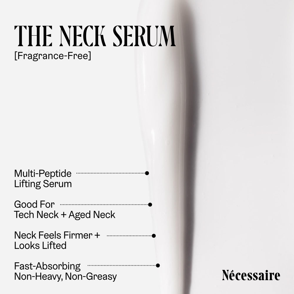 Nécessaire Neck Serum avec niacinamide, renforçant la barrière cutanée.