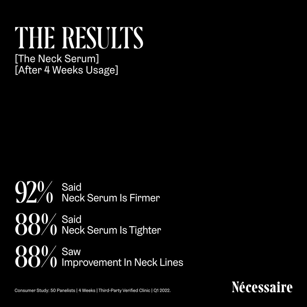 Nécessaire Neck Serum formule non comédogène et sans parfum.