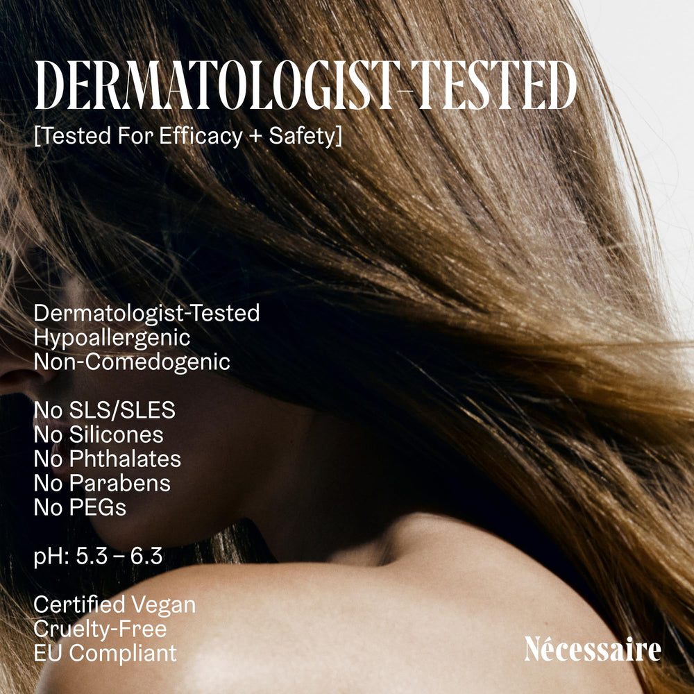 Nécessaire shampoing romarin testé dermatologiquement, hypoallergénique et non comédogène.