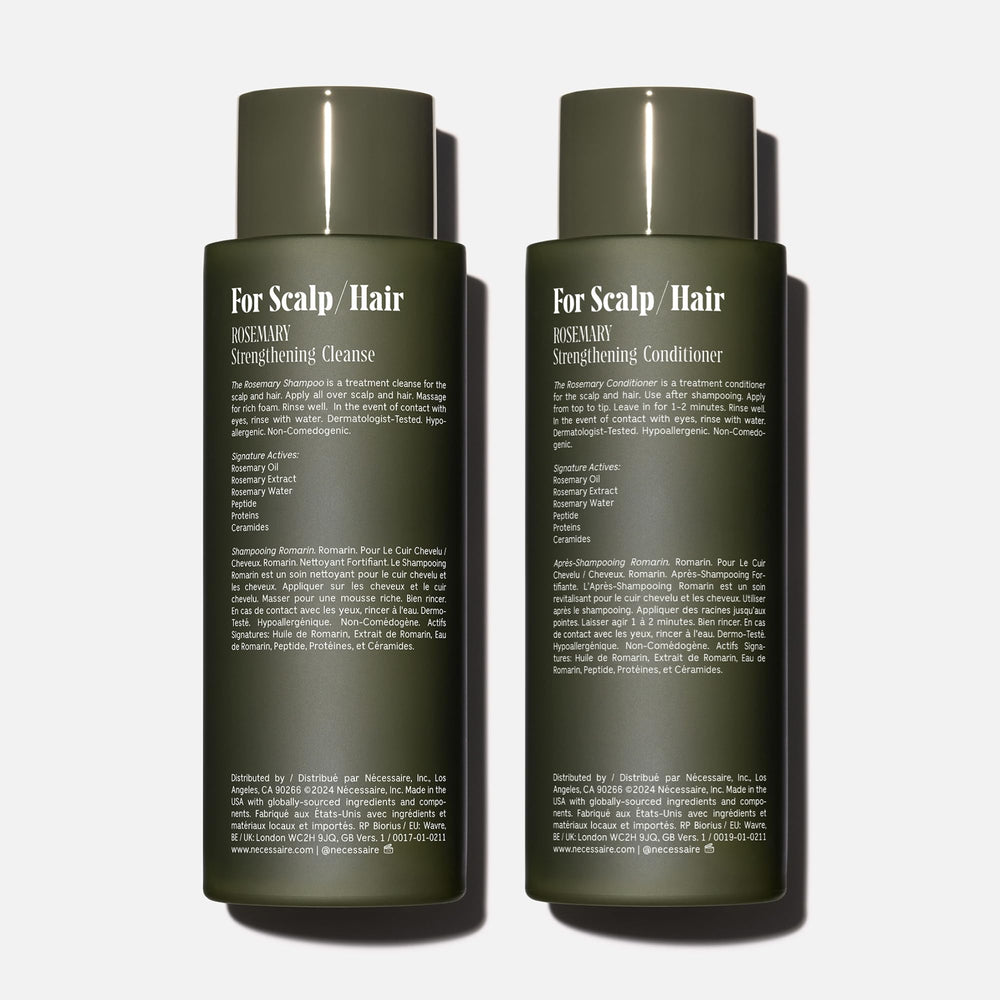 Après-shampoing Nécessaire Rosemary, tube léger et démêlage facile.