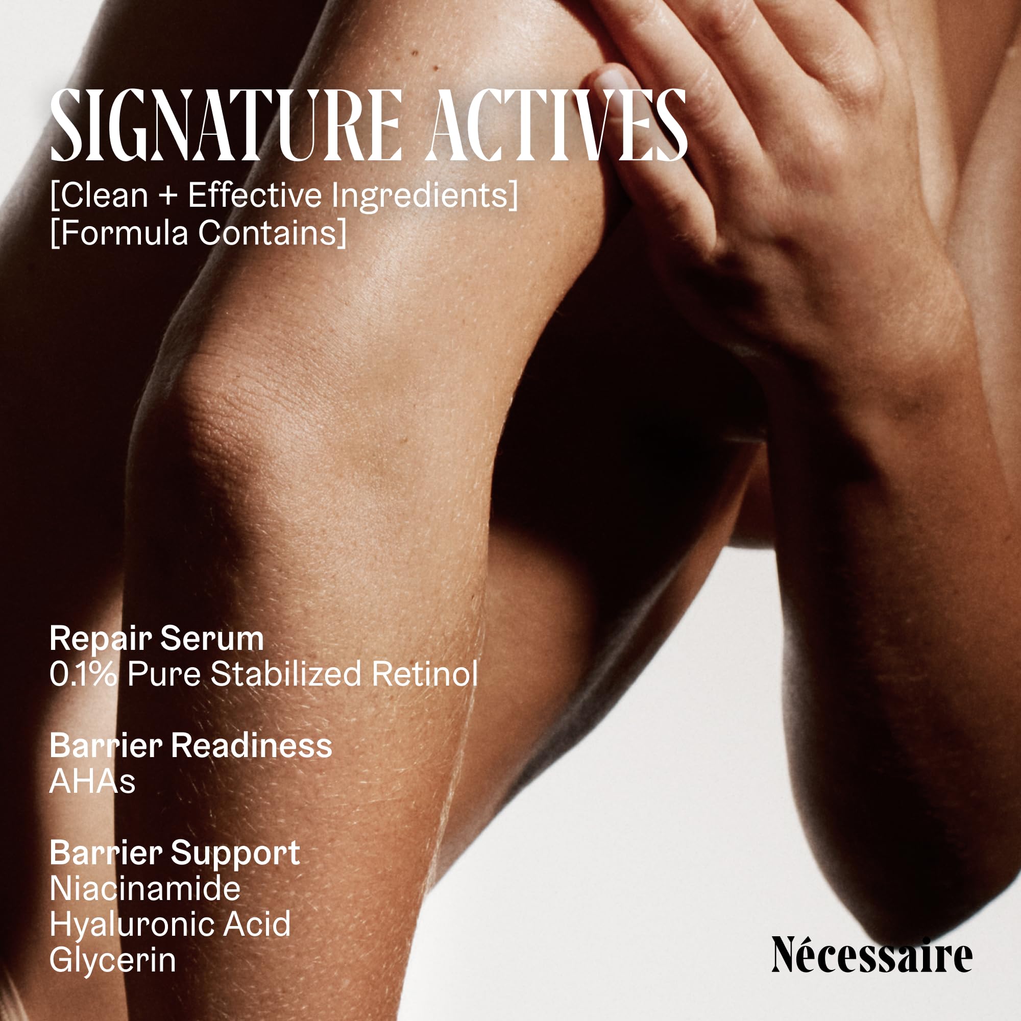 Nécessaire The Body Retinol sans-parfum ni silicones, soin hypoallergénique