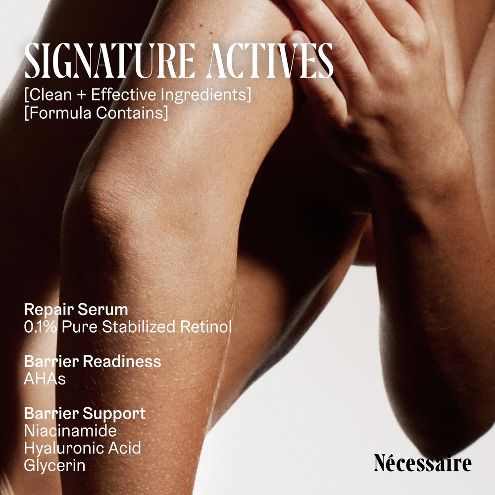 Nécessaire The Body Retinol sans-parfum ni silicones, soin hypoallergénique