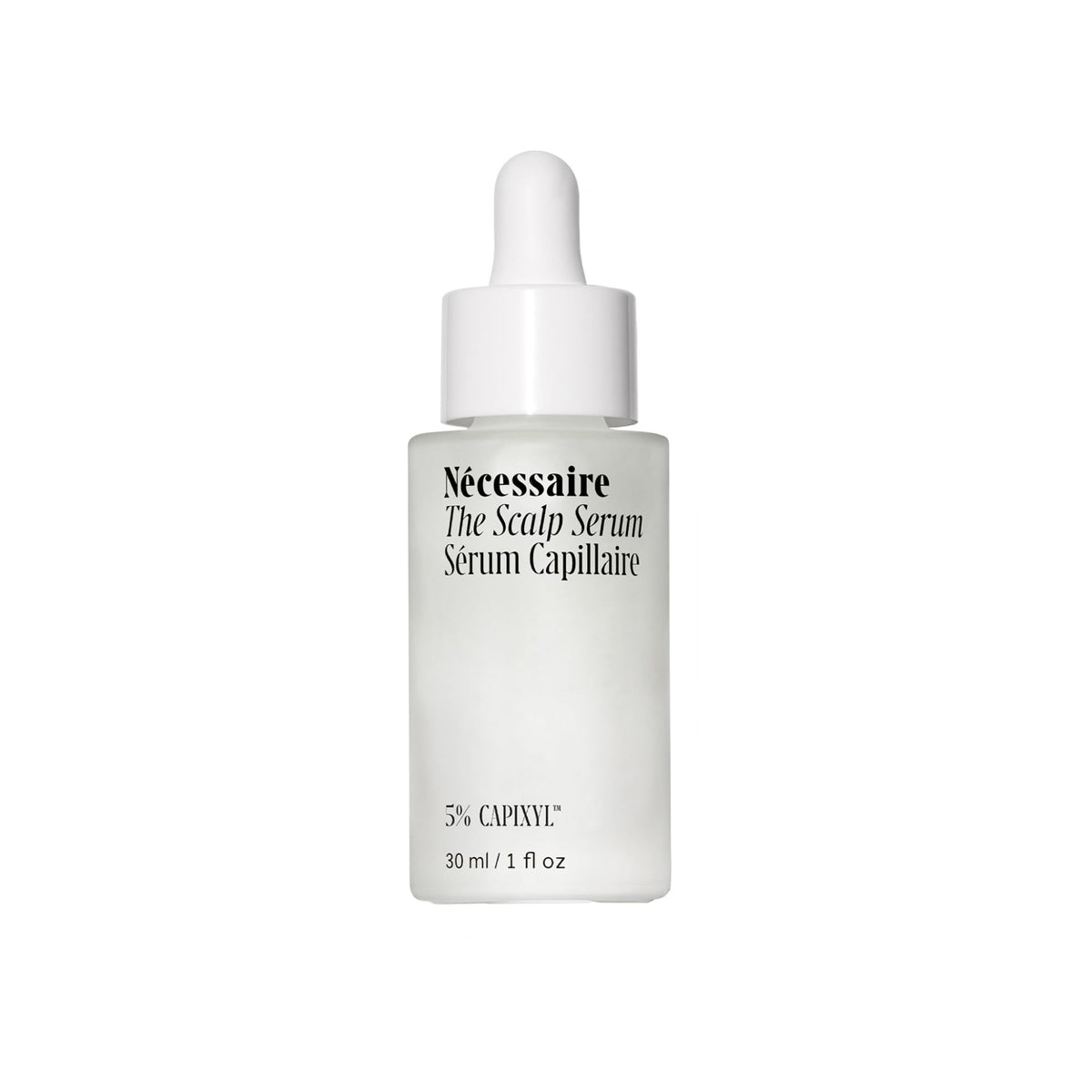 Nécessaire Scalp Serum: bouteille en verre recyclable pour une routine durable.