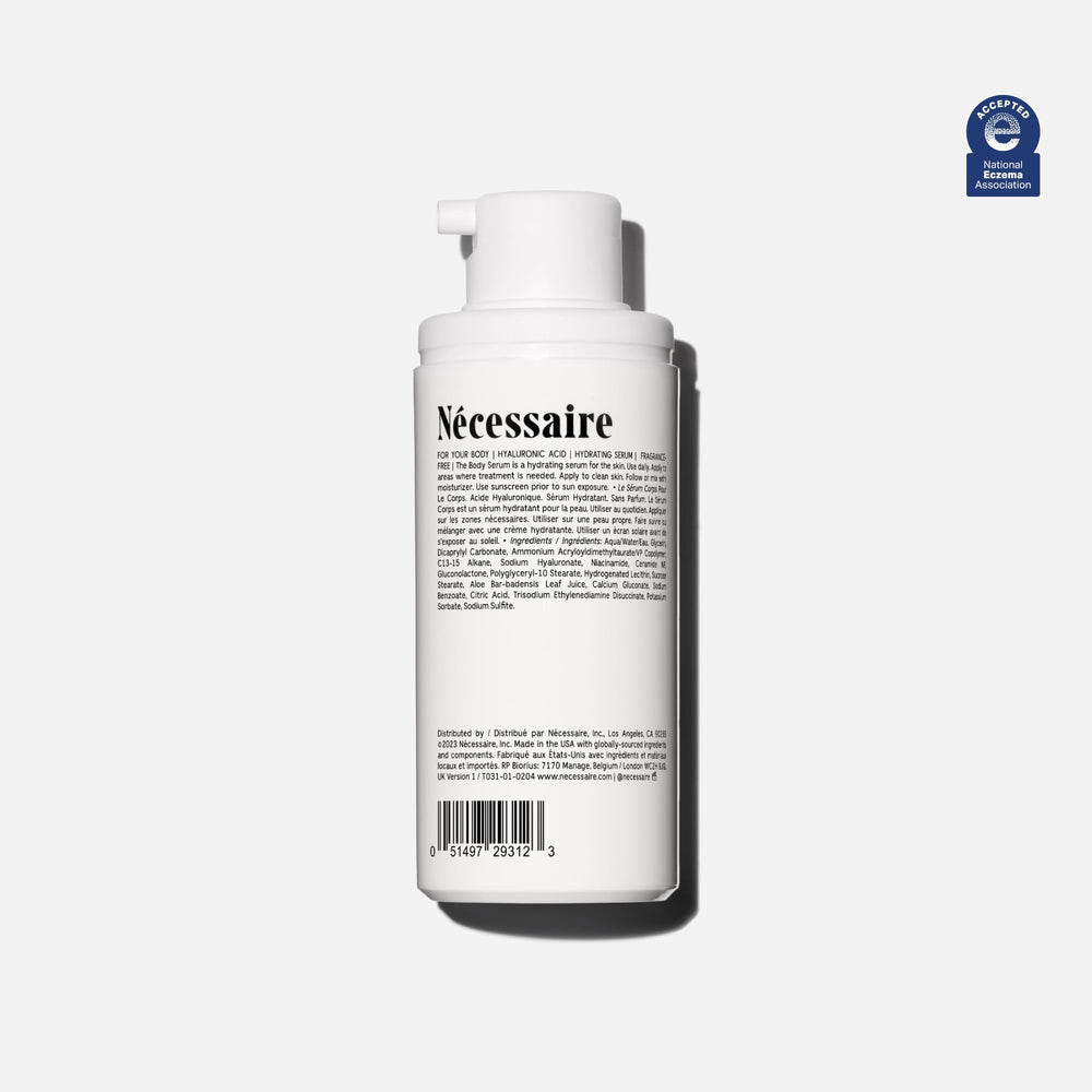 Sérum corps Nécessaire – hydratation profonde pour peau sèche et sensible.