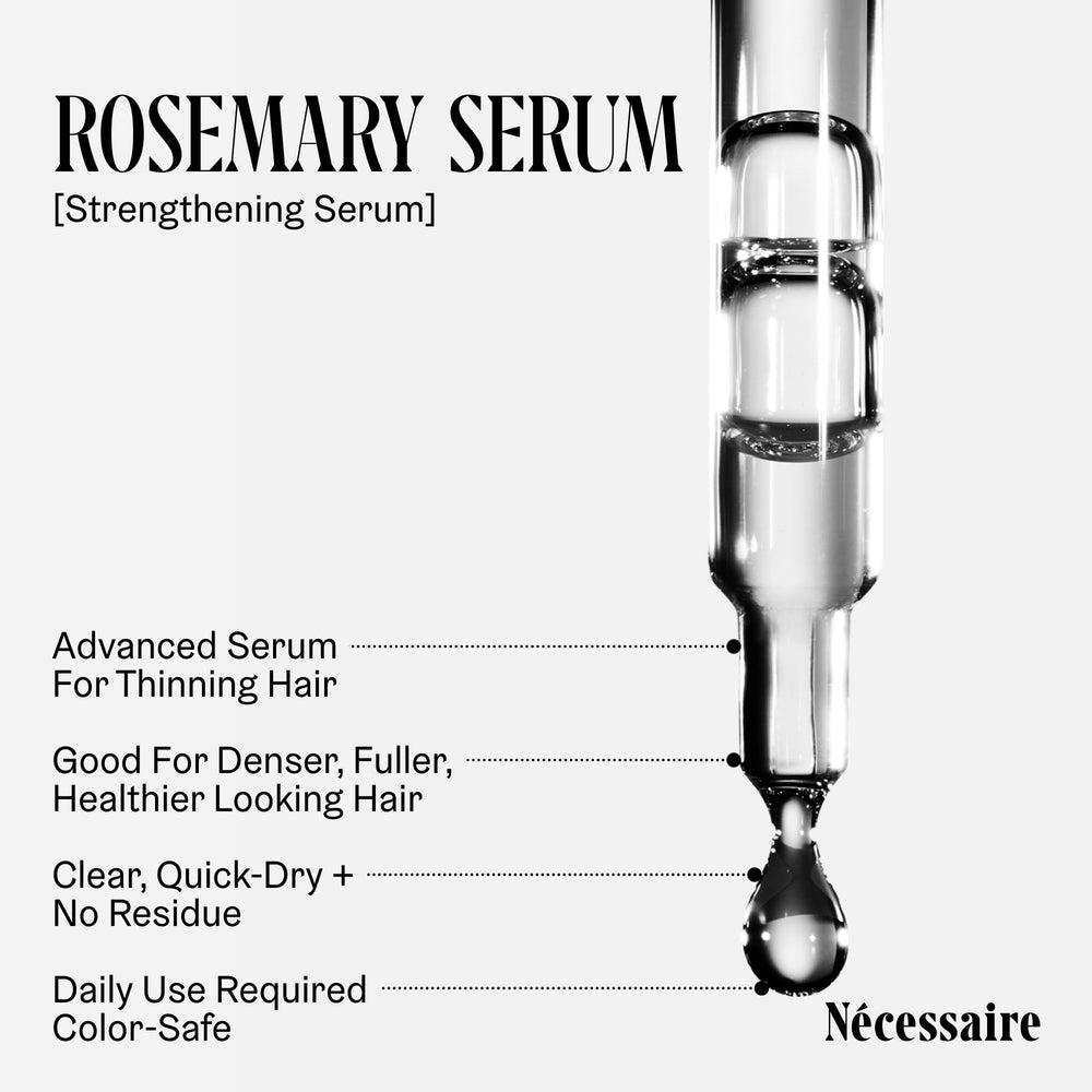 Nécessaire Sérum Romarin - composition 70% eau de romarin et extrait pour densité visuelle.