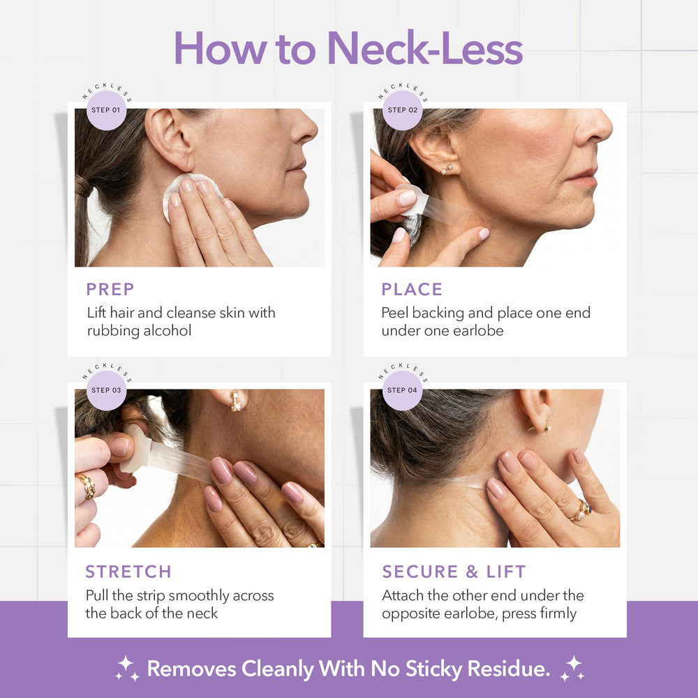 NECK LESS ensemble-maquillage-dans-les-coulisses pour un effet lifting rapide.