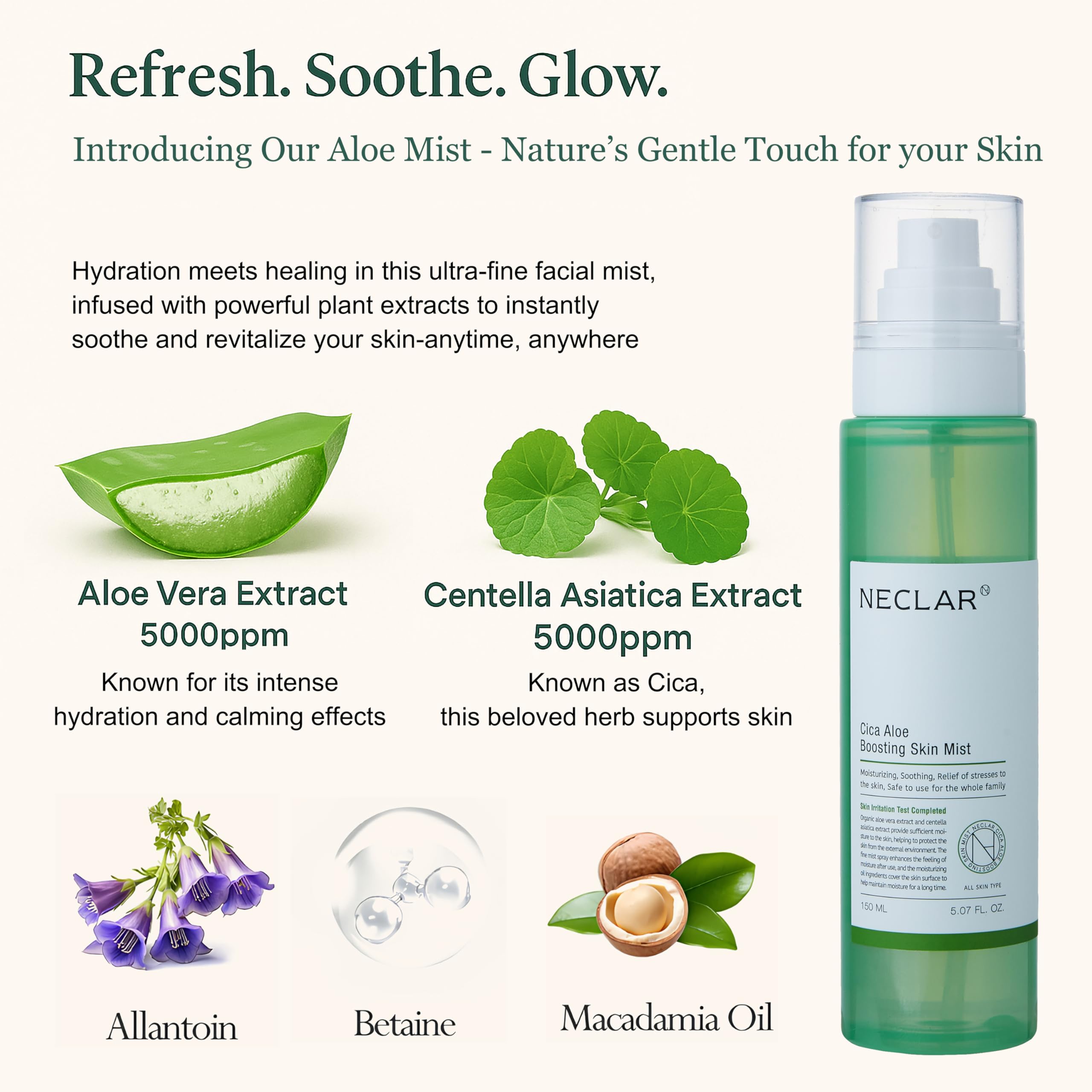 Neclar CICA Aloe tonique centella aloé composition apaise et prépare la peau