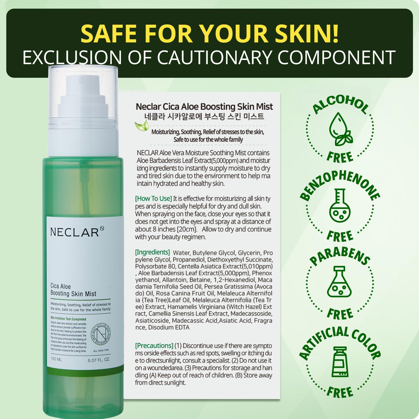 Neclar CICA Aloe tonique texture légère s absorbe rapidement sans résidu