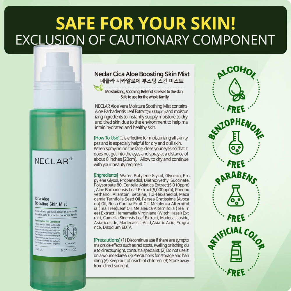 Neclar CICA Aloe tonique texture légère s absorbe rapidement sans résidu
