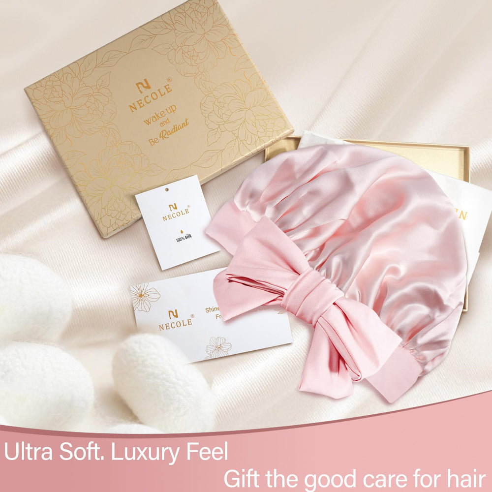Coffret cadeau Necole: bonnet en soie luxueux pour cheveux