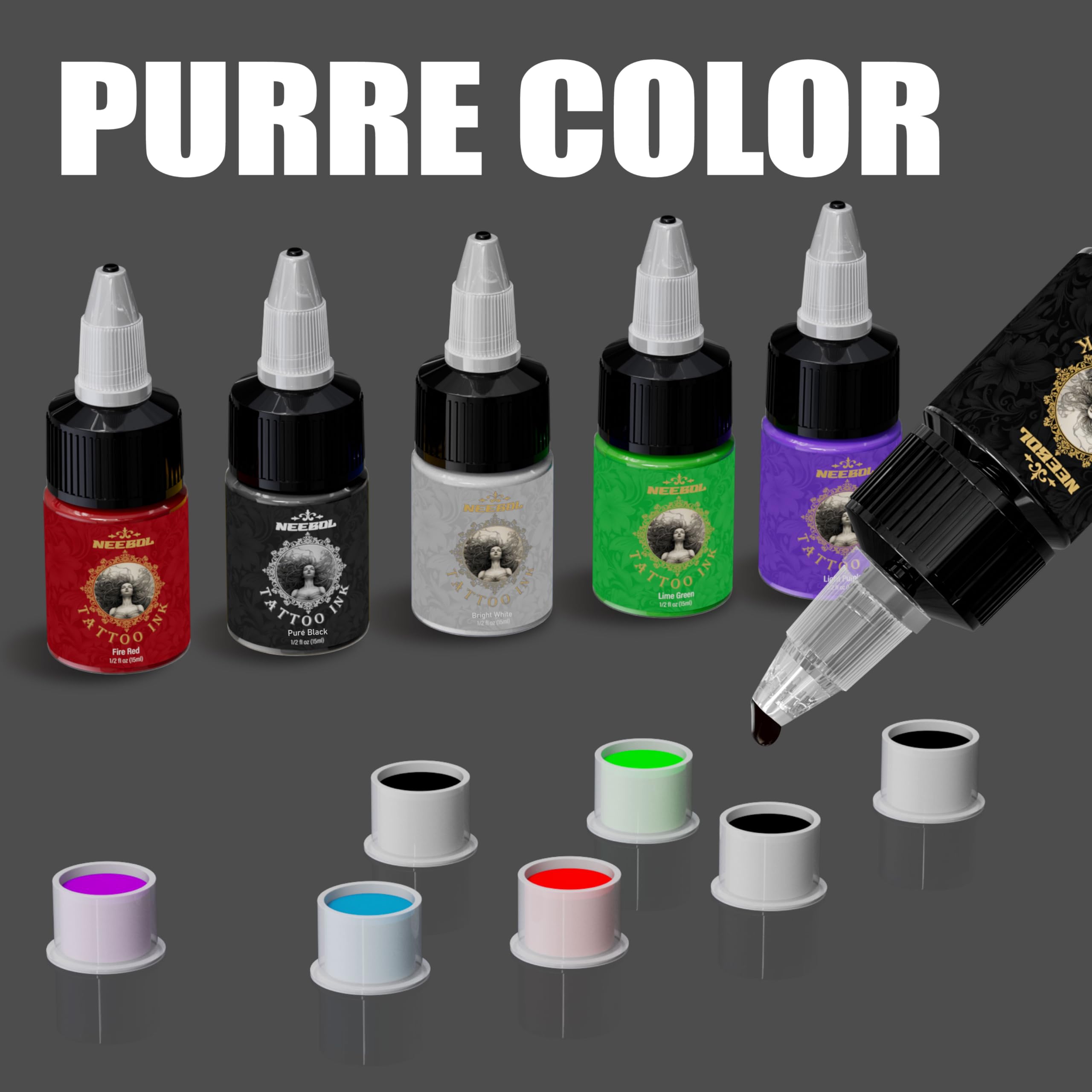 Neebol ink bottle cap seal keeps freshness between sessions.