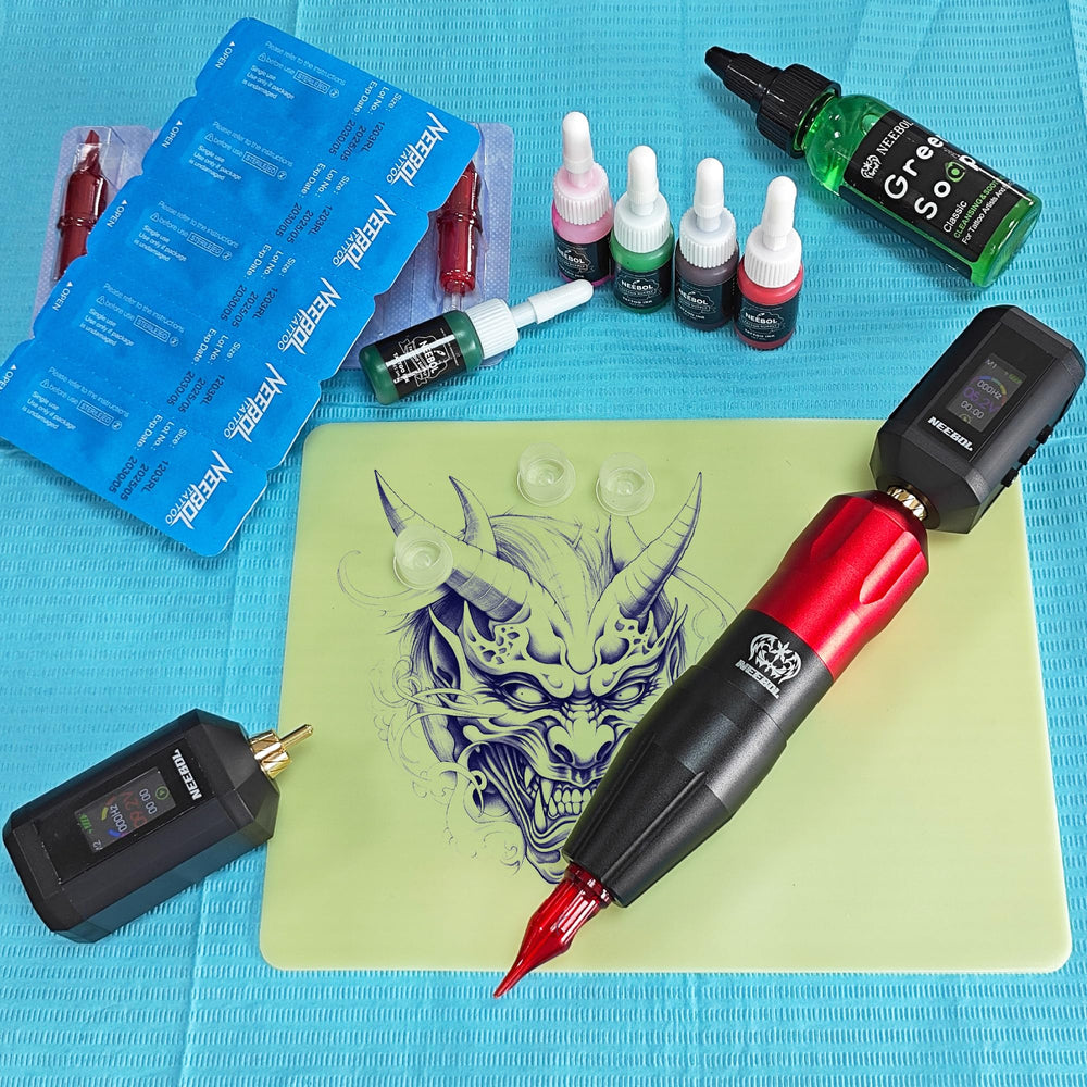 Neebol Tattoo Gun Kit ensemble tout-en-un prêt sessions.