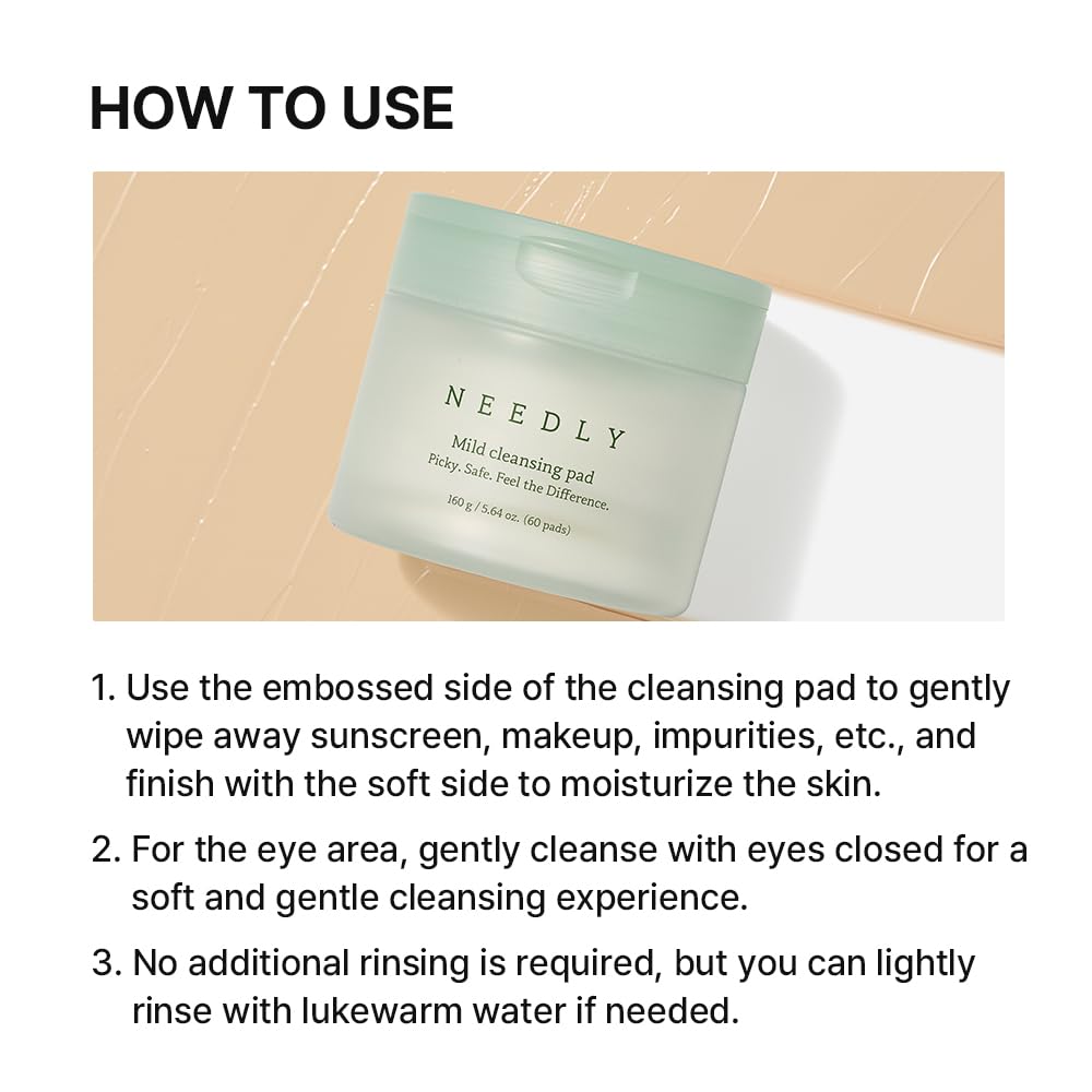 Vegan NEEDLY pad material emphasizes soft texture.