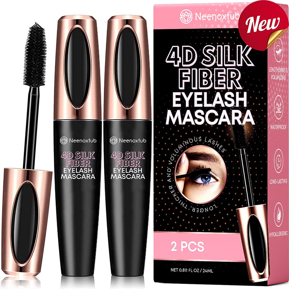 Neenoxtub 4D Silk Fiber Mascara – pack de deux idéal pour voyages et recharges