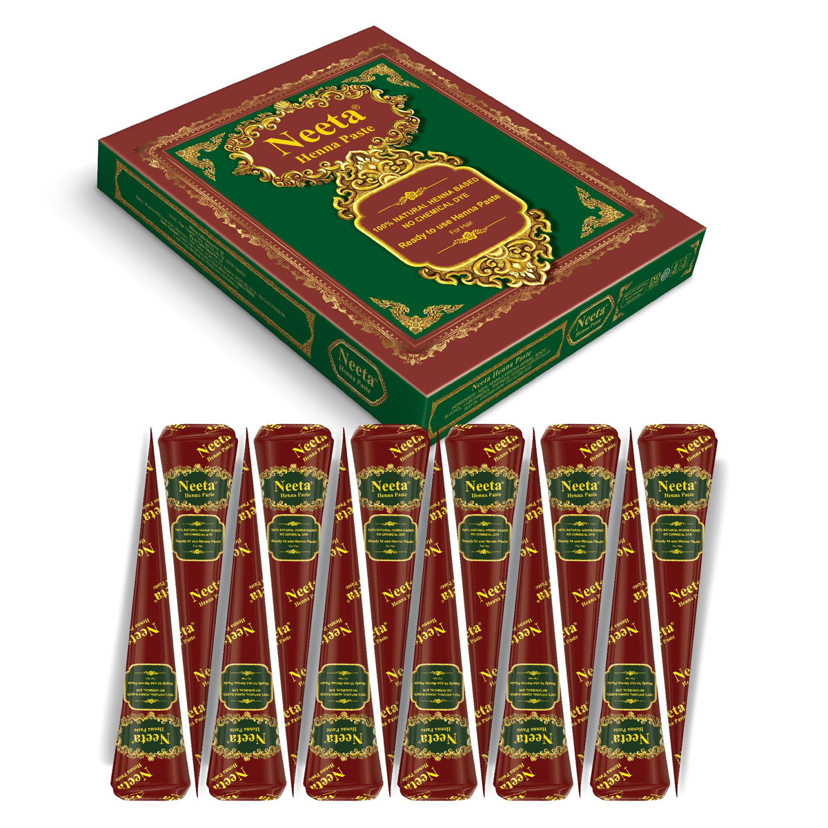 Neeta cones henné pack 12 pret a lemploi coloration pratique sur racines