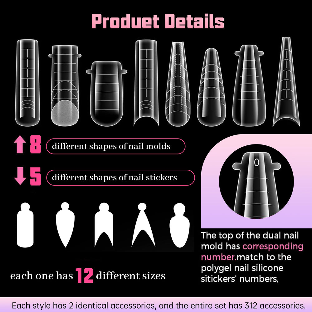 Nelrona - 8 formes d'ongles pour créer différentes longueurs.