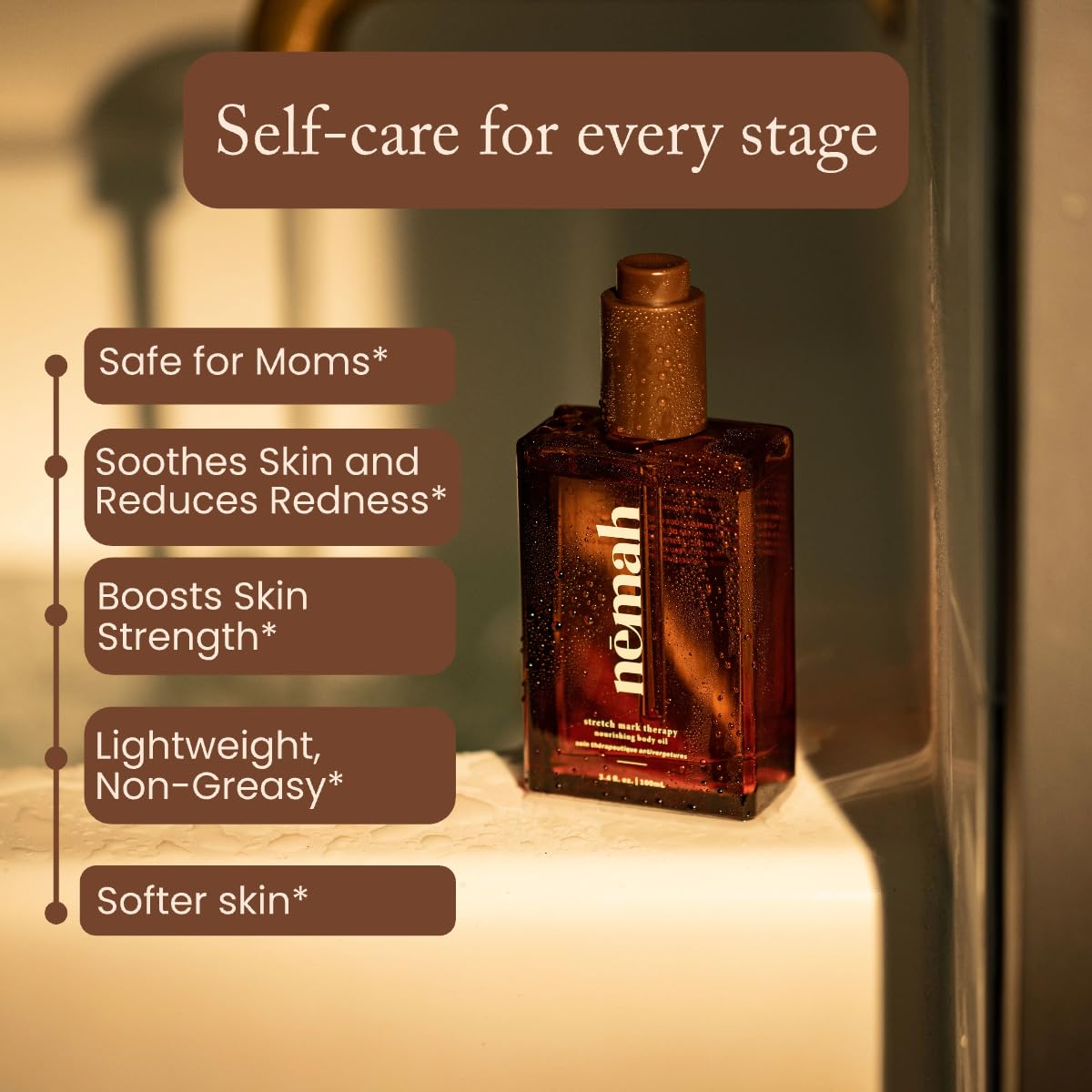 Nemah huile ventre, zone d application pour massage.