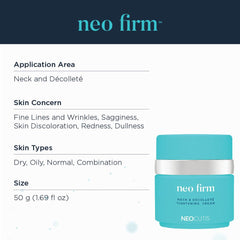 NEOCUTIS Neo Firm: emballage élégant et boîte informative.
