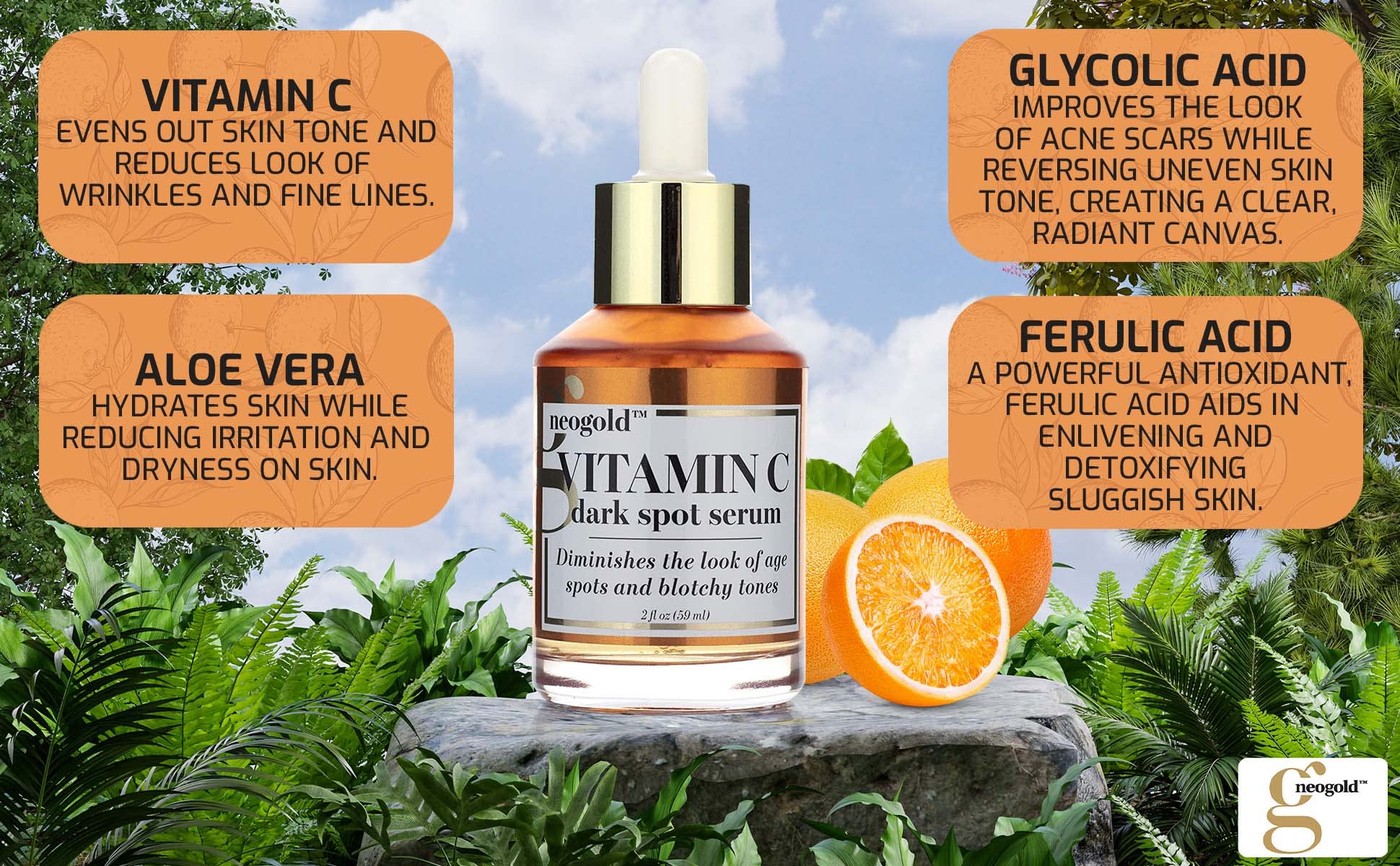 Neogold Sérum Vitamine C – texture légère et absorption rapide.