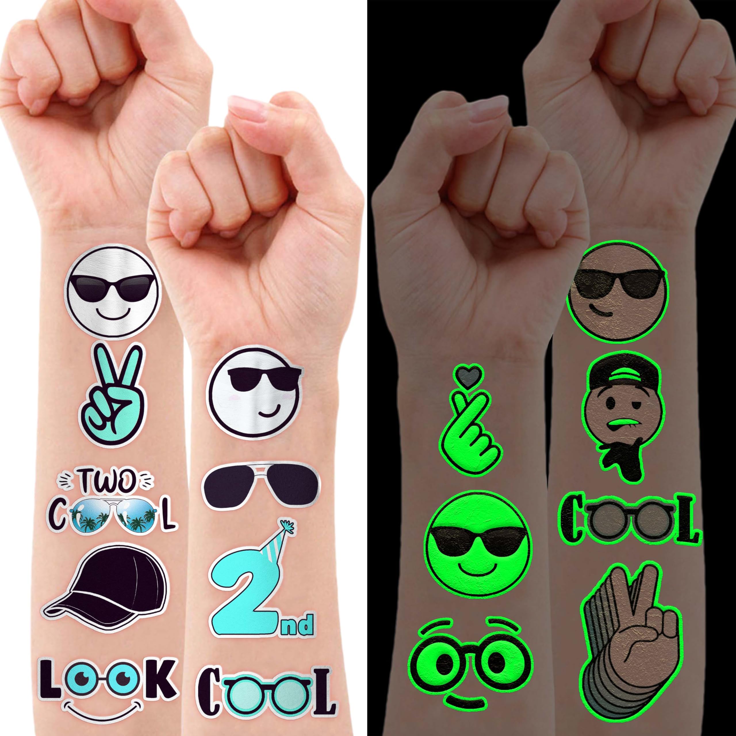 Tatouage Neon Luminous tout âge, designs adaptés pour enfants, ado et adultes.