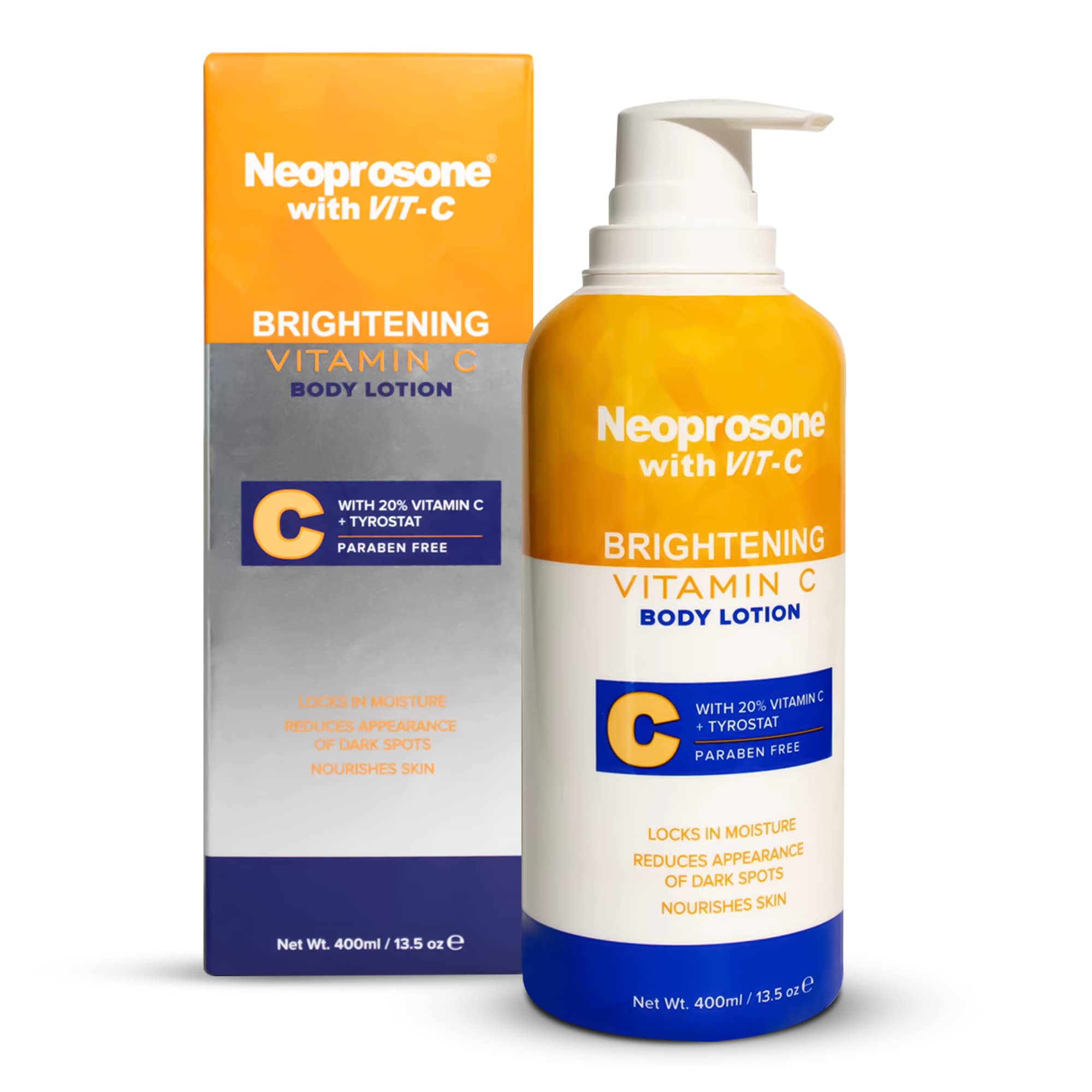 Lotion Neoprosone pour le corps, bouteille montrée, hydratation et teint plus homogène possibles.