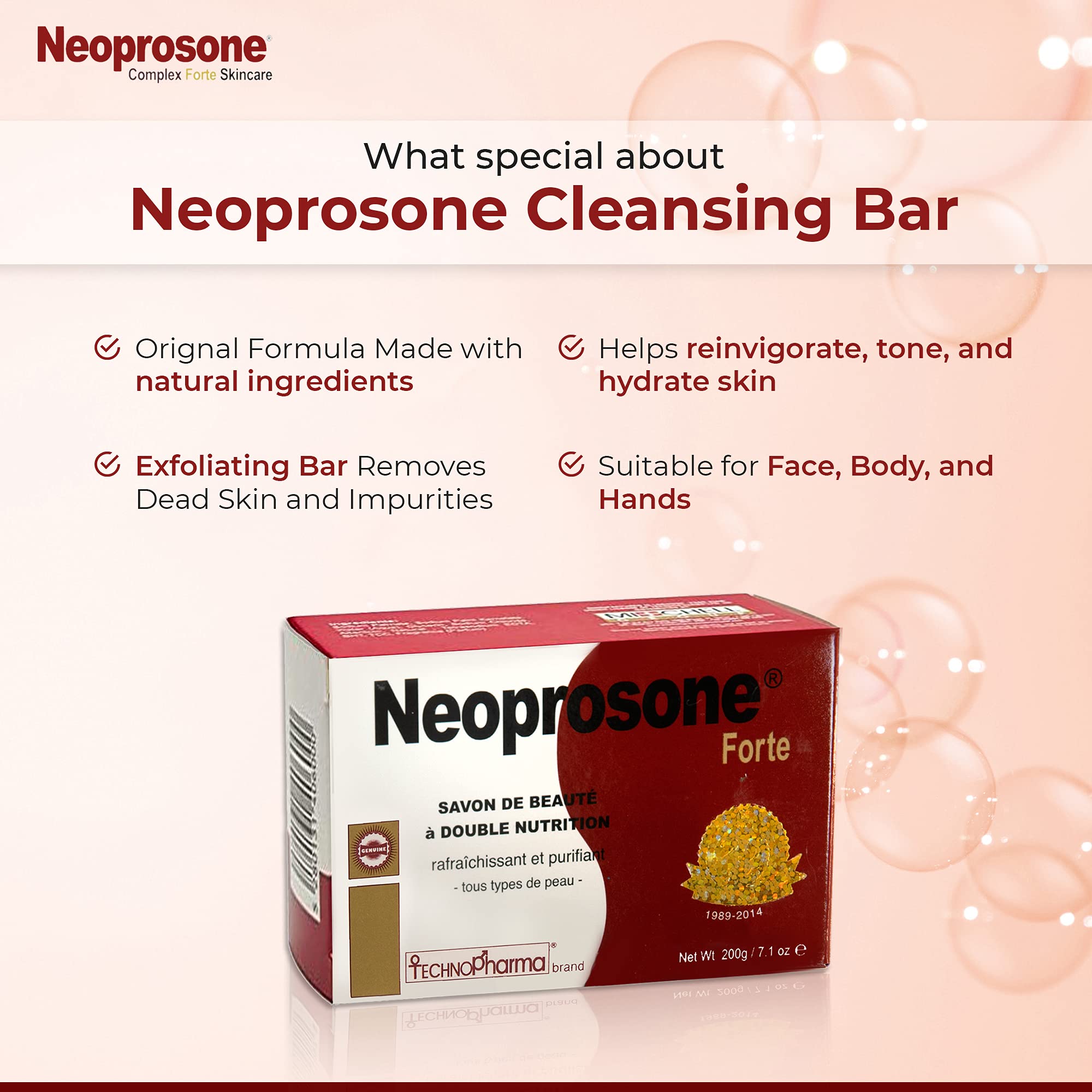 Application visage et corps avec Neoprosone, idéale pour une routine quotidienne.