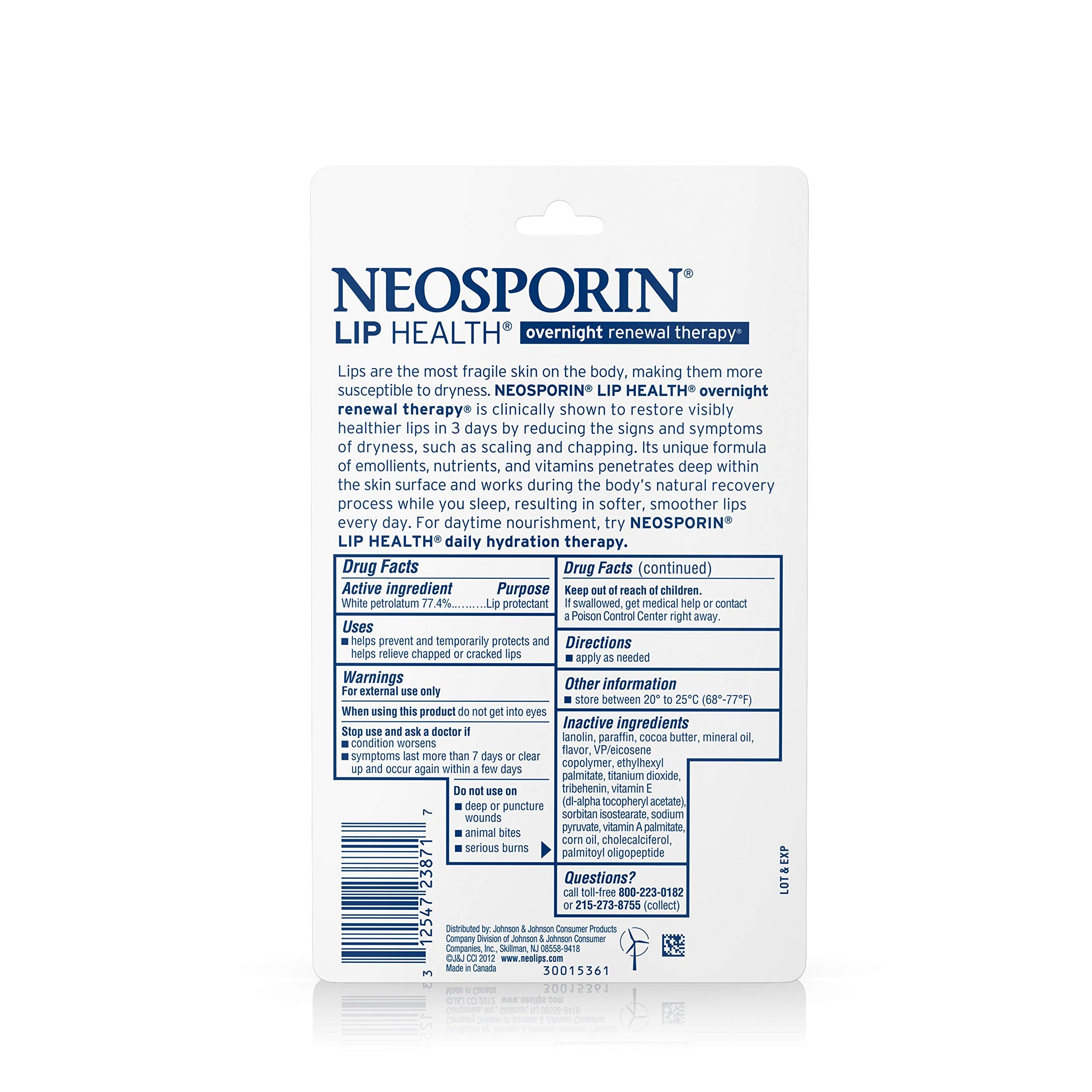 Texture crème nocturne Neosporin Lip Health prête à être appliquée.