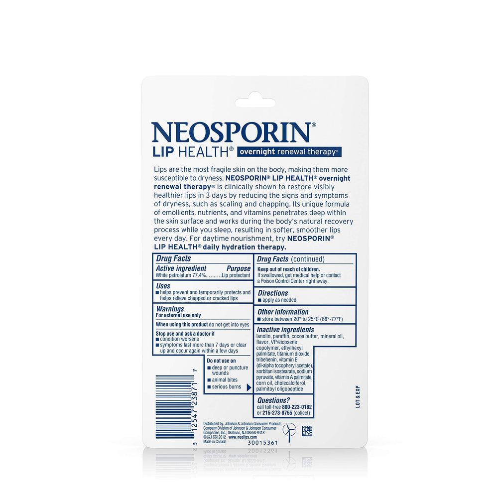 Texture crème nocturne Neosporin Lip Health prête à être appliquée.