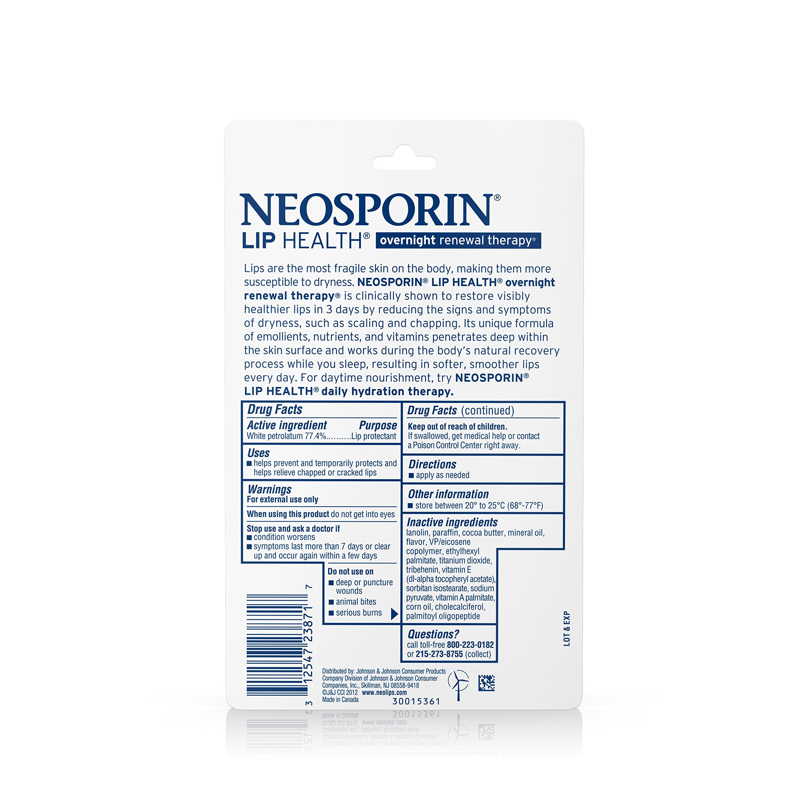 Neosporin Lip Health, crème nocturne, nourrit et protège les lèvres pendant le sommeil.
