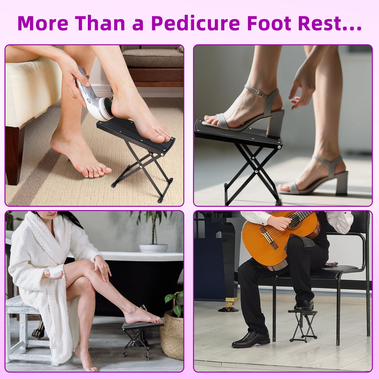 Repose-pieds pédicure neotidy, usage polyvalent entre pédicure et repos assis.